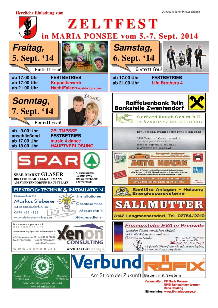 Zeltfest 2014 vom 05. – 07. Sept. 2014