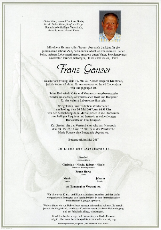 EV Franz Ganser jun. verstorben