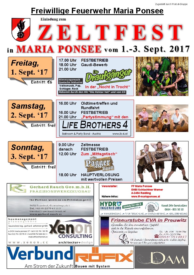 Zeltfest 2017 vom 01. – 03. Sept. 2017