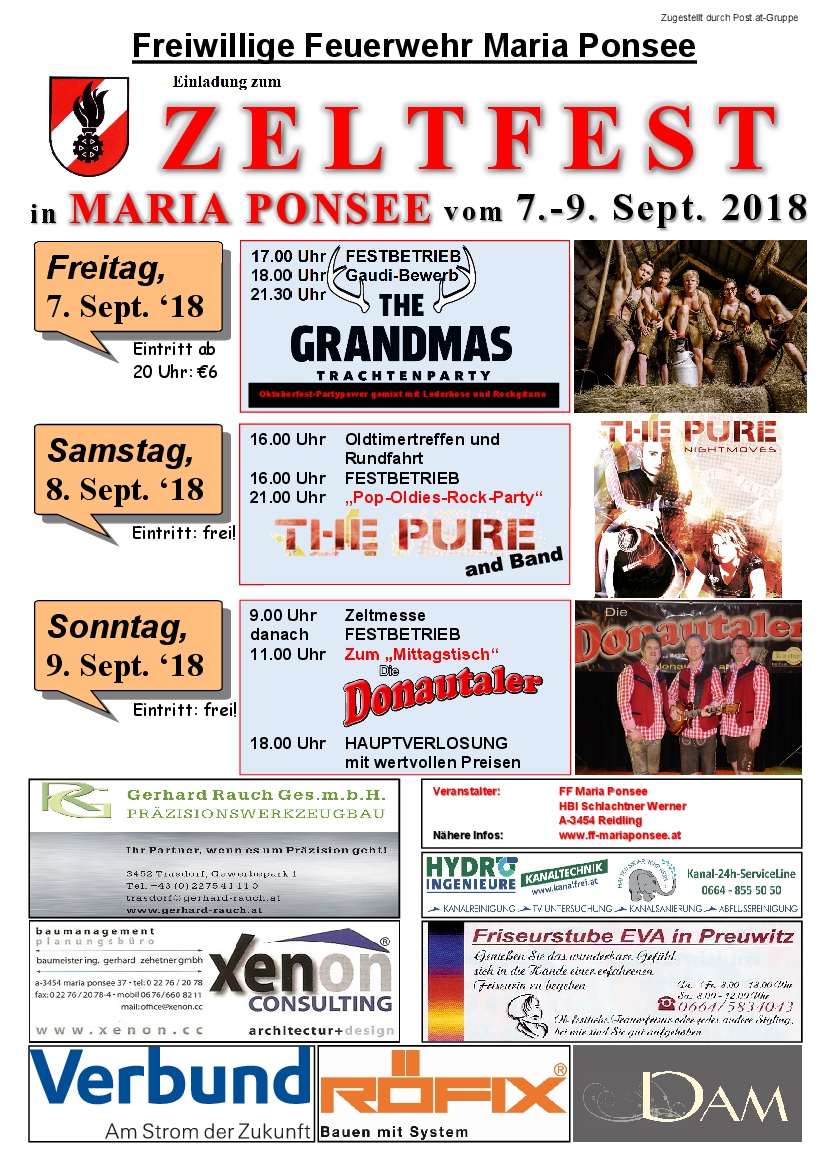 Zeltfest 2018 vom 07. – 09. Sept. 2018
